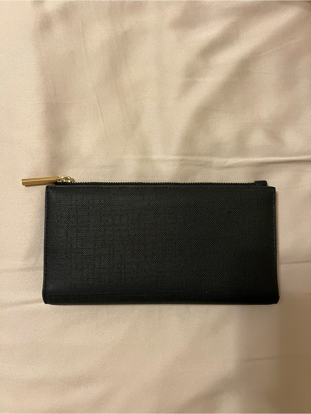 Dagne Dover Black Zip Wallet with Gold Hardware